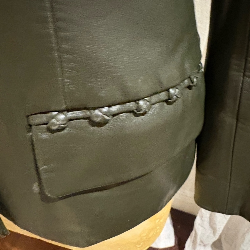 Carlisle Dark Olive Leather Blazer - Picture 3 of 4
